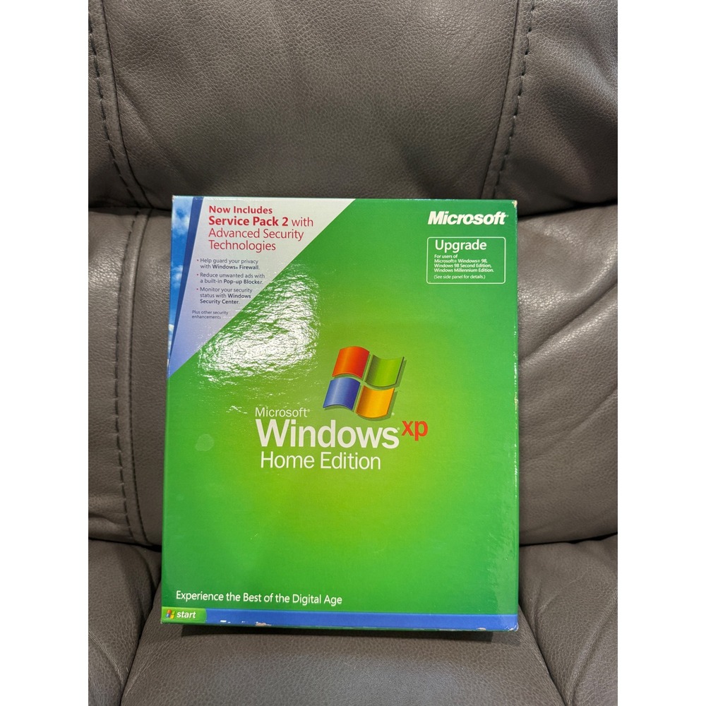 Microsoft Windows XP Home Edition Upgrade Service Pack 2 Vintage PC Software Box